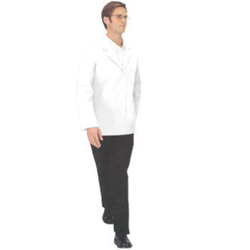 ESD-Safe Nylostat Coat in Cotton/Poly Woven Fabric, White, Medium, 40-1/2" Long